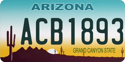 AZ license plate ACB1893