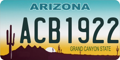 AZ license plate ACB1922