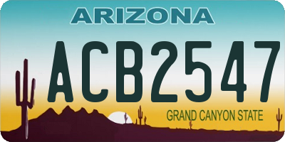 AZ license plate ACB2547