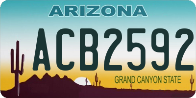 AZ license plate ACB2592