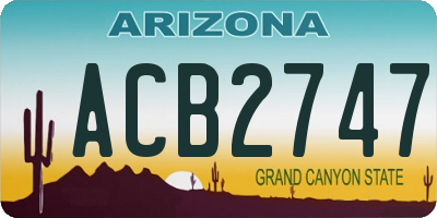 AZ license plate ACB2747