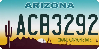 AZ license plate ACB3292