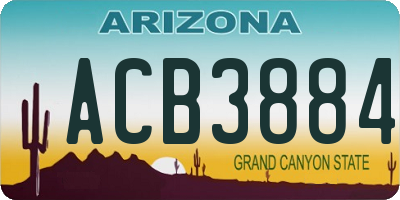 AZ license plate ACB3884