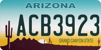 AZ license plate ACB3923