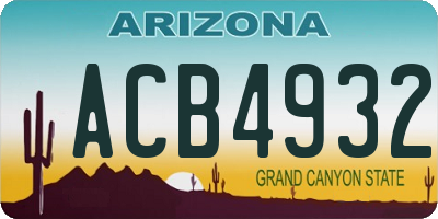 AZ license plate ACB4932