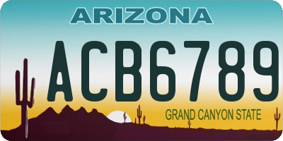 AZ license plate ACB6789