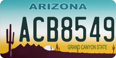 AZ license plate ACB8549
