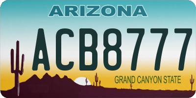 AZ license plate ACB8777