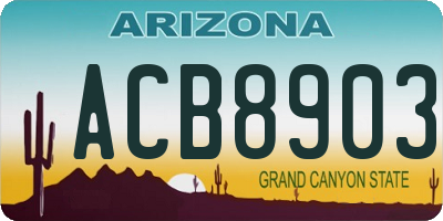 AZ license plate ACB8903
