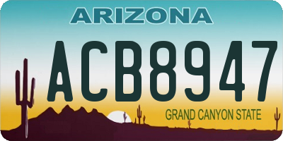 AZ license plate ACB8947