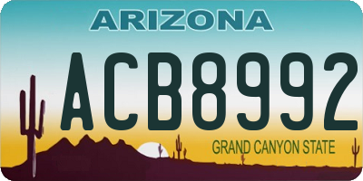 AZ license plate ACB8992