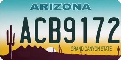 AZ license plate ACB9172