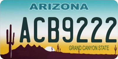 AZ license plate ACB9222
