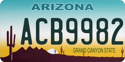 AZ license plate ACB9982
