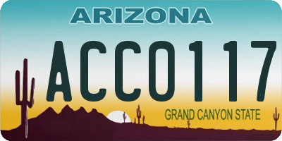 AZ license plate ACC0117