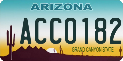 AZ license plate ACC0182