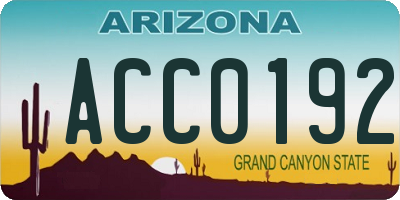 AZ license plate ACC0192