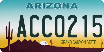 AZ license plate ACC0215