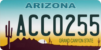 AZ license plate ACC0255
