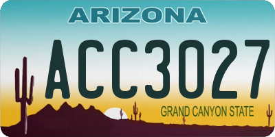 AZ license plate ACC3027