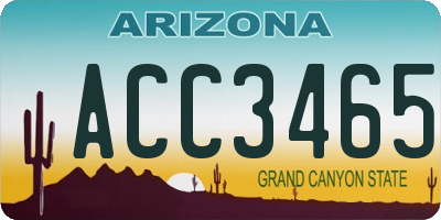 AZ license plate ACC3465
