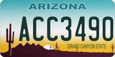 AZ license plate ACC3490