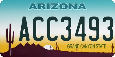 AZ license plate ACC3493