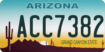 AZ license plate ACC7382