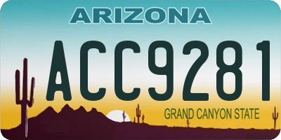 AZ license plate ACC9281