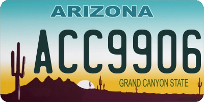 AZ license plate ACC9906