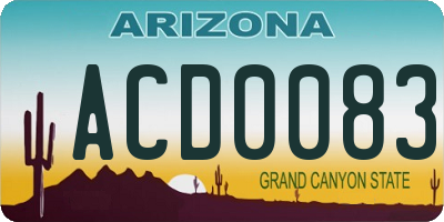 AZ license plate ACD0083