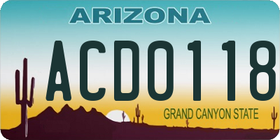 AZ license plate ACD0118