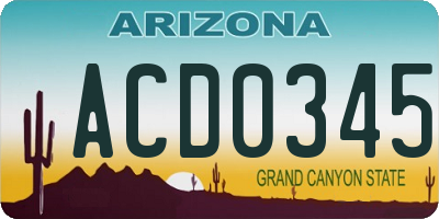 AZ license plate ACD0345