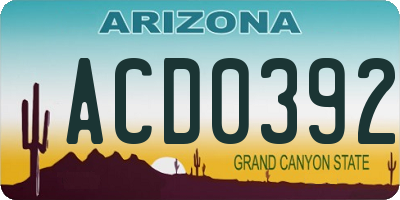 AZ license plate ACD0392