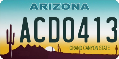 AZ license plate ACD0413