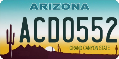 AZ license plate ACD0552