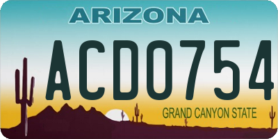 AZ license plate ACD0754