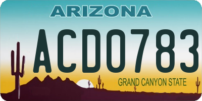 AZ license plate ACD0783