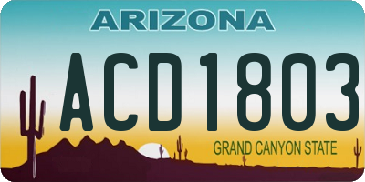AZ license plate ACD1803