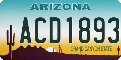 AZ license plate ACD1893