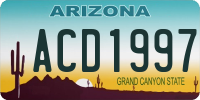 AZ license plate ACD1997