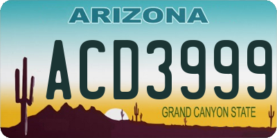 AZ license plate ACD3999