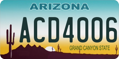 AZ license plate ACD4006