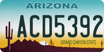 AZ license plate ACD5392
