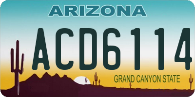 AZ license plate ACD6114