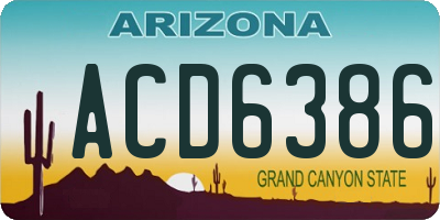 AZ license plate ACD6386