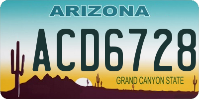 AZ license plate ACD6728