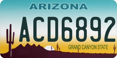 AZ license plate ACD6892