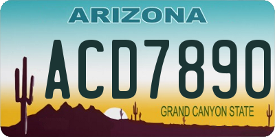 AZ license plate ACD7890