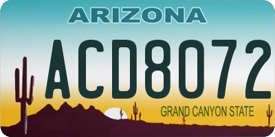 AZ license plate ACD8072